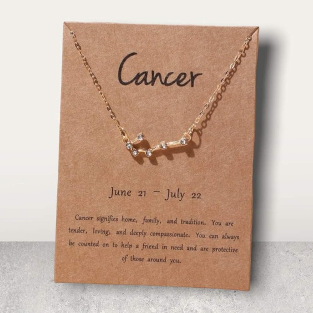 NEW Cancer Gold Necklace with Rhinestones
